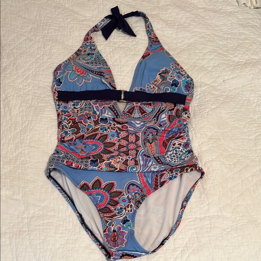 Liz Claiborne Blue and Pink One‎ Piece Swimsuit